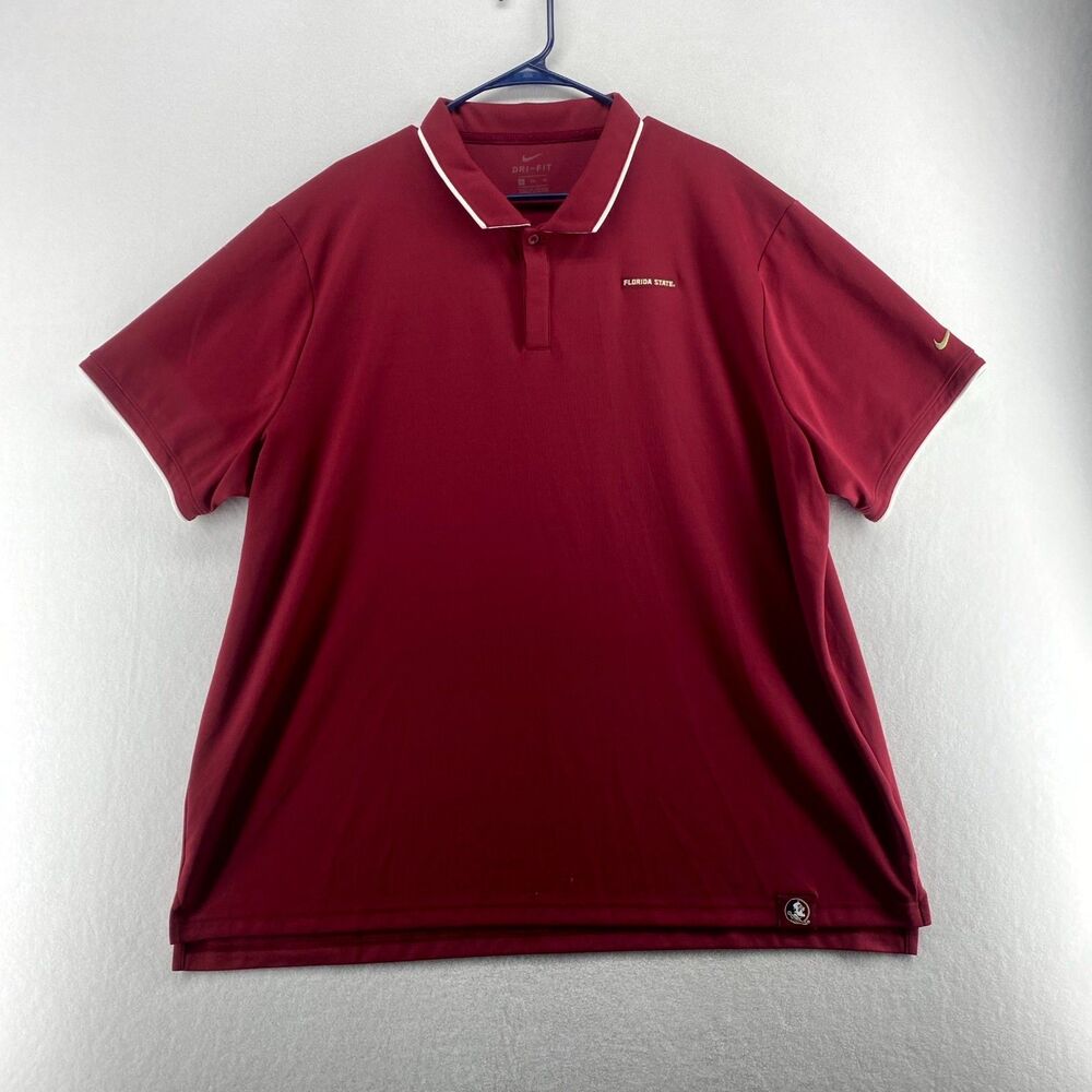 Nike Polo Shirt Florida‎ State Seminoles 3XL Garnet Red Dri-FIT Performance Mens